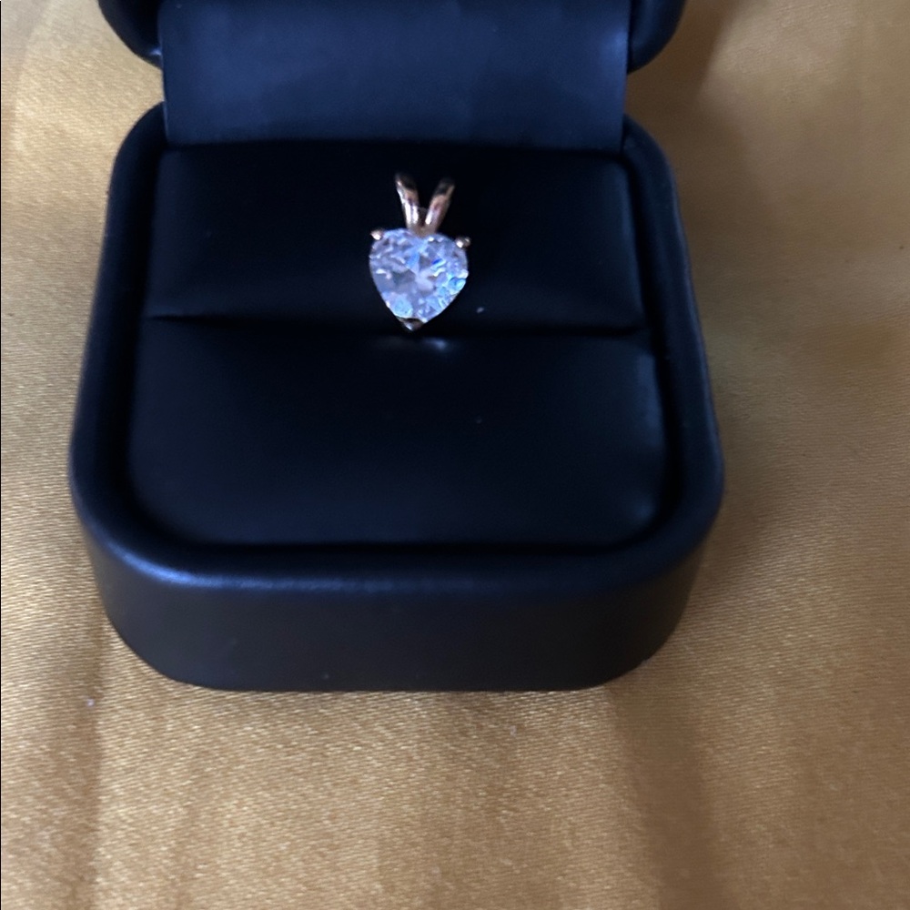 Radiant Heart-Cut Clear Stone Pendant in Gold Tone - Picture 3 of 9